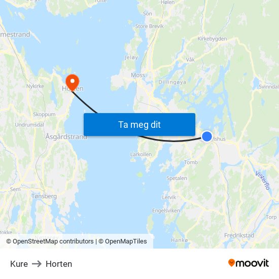 Kure to Horten map