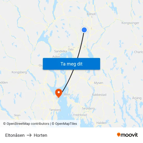 Eltonåsen to Horten map