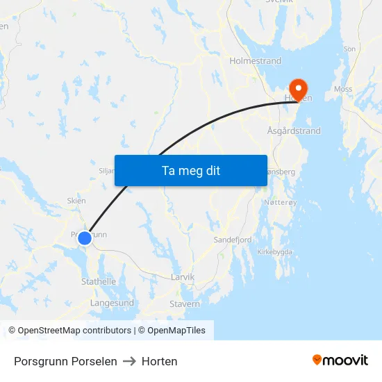 Porsgrunn Porselen to Horten map