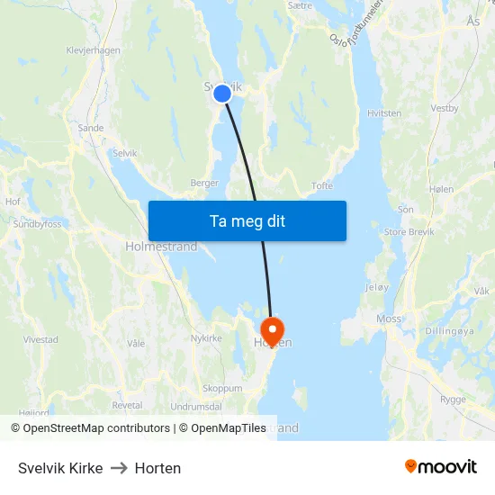 Svelvik Kirke to Horten map