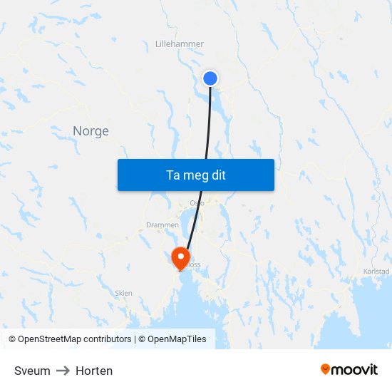 Sveum to Horten map