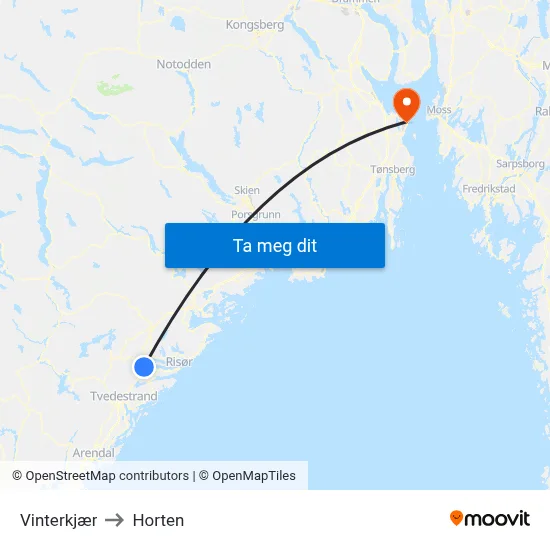 Vinterkjær to Horten map