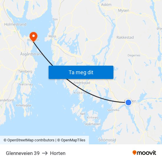 Glenneveien 39 to Horten map