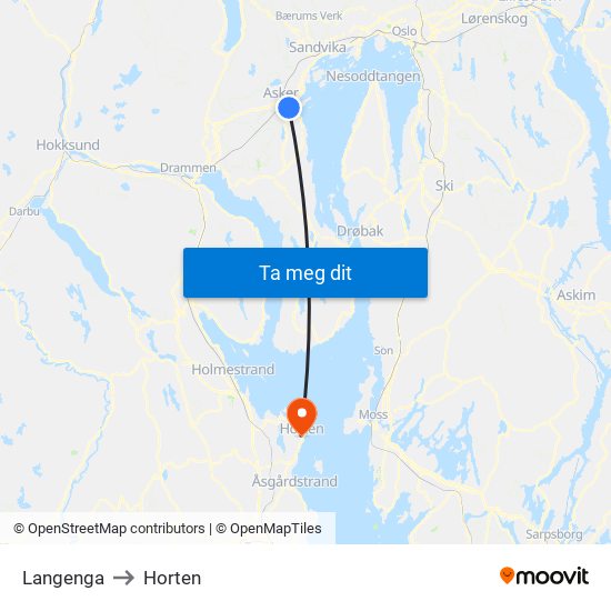 Langenga to Horten map