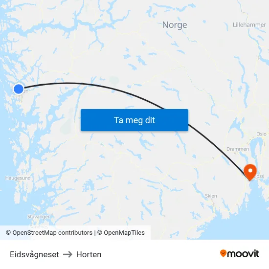 Eidsvågneset to Horten map