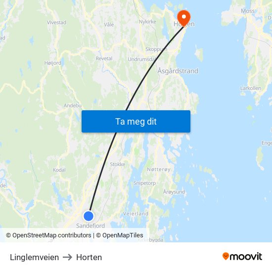 Linglemveien to Horten map