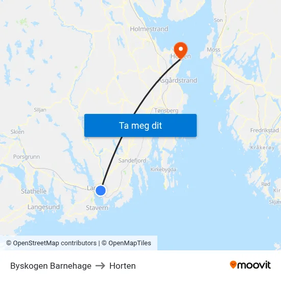 Byskogen Barnehage to Horten map