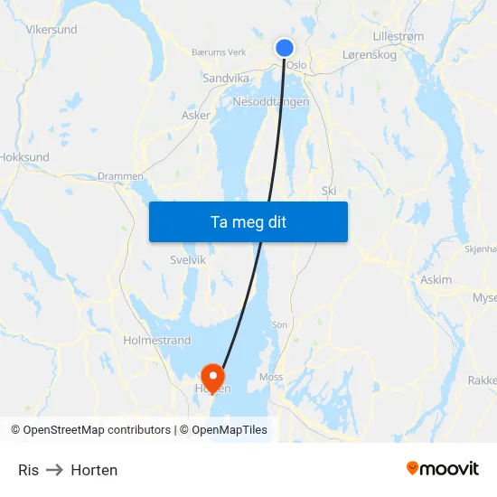 Ris to Horten map