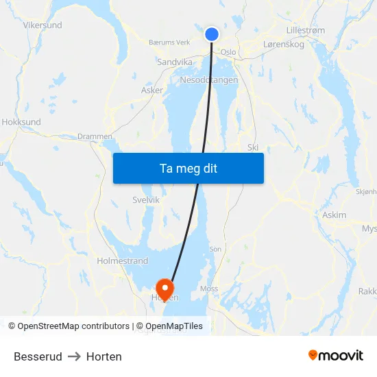 Besserud to Horten map