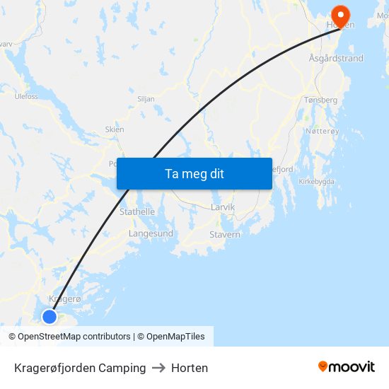 Kragerøfjorden Camping to Horten map