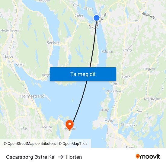Oscarsborg Østre Kai to Horten map