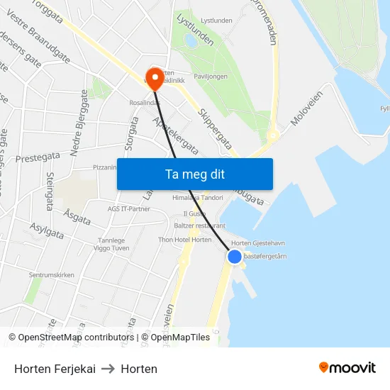 Horten Ferjekai to Horten map