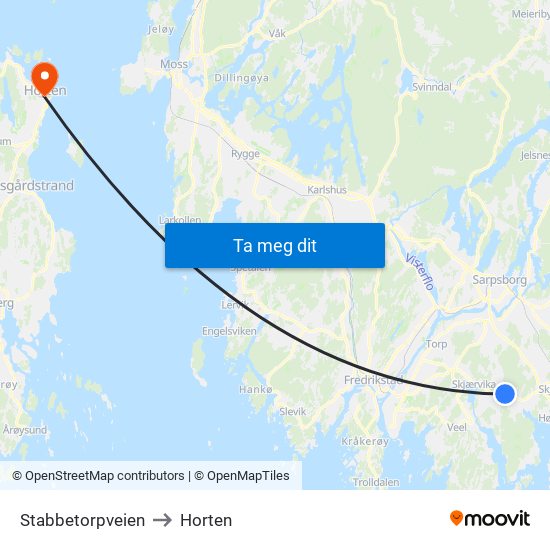 Stabbetorpveien to Horten map