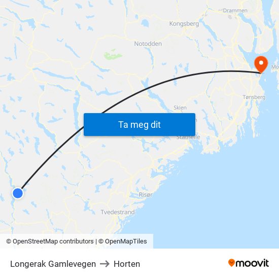 Longerak Gamlevegen to Horten map