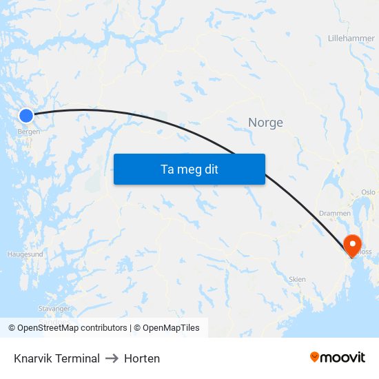 Knarvik Terminal to Horten map