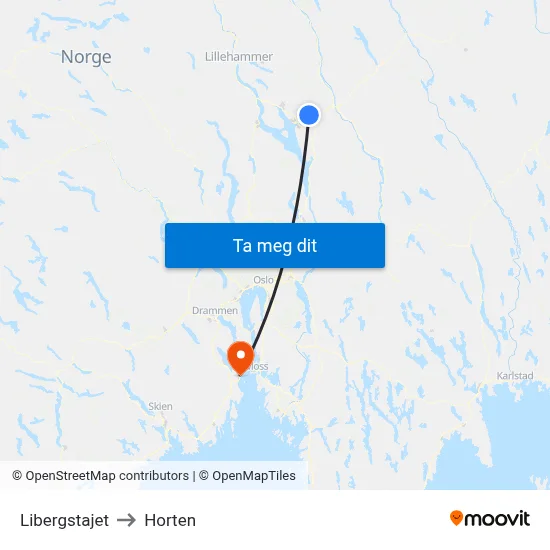 Libergstajet to Horten map