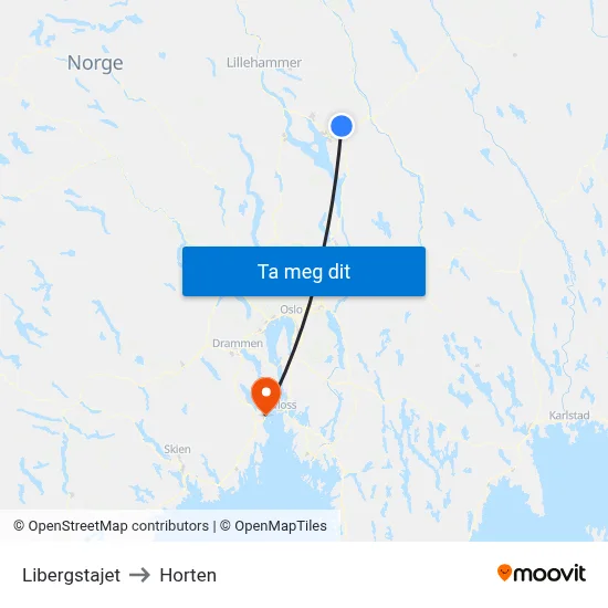 Libergstajet to Horten map