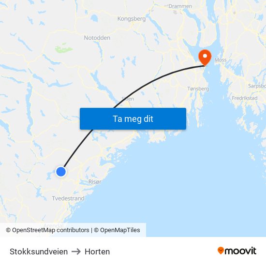 Stokksundveien to Horten map