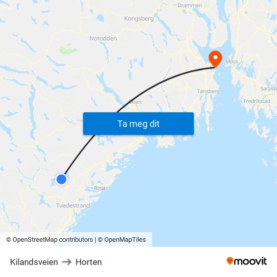 Kilandsveien to Horten map