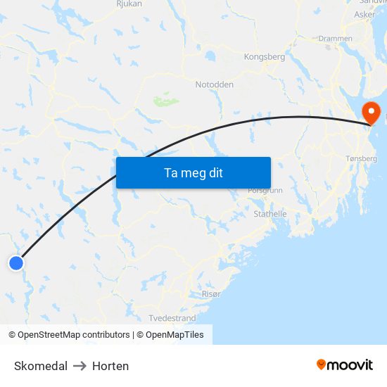 Skomedal to Horten map