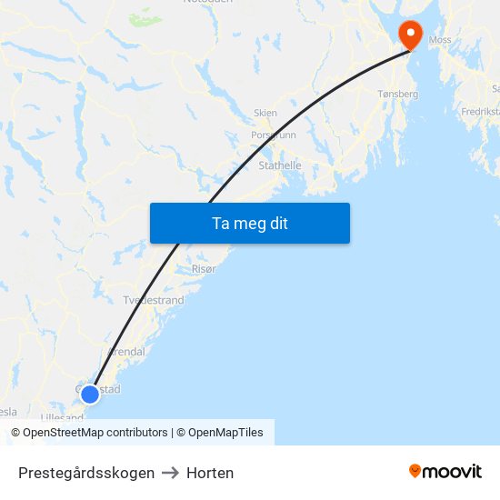 Prestegårdsskogen to Horten map