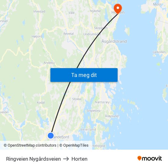 Ringveien Nygårdsveien to Horten map