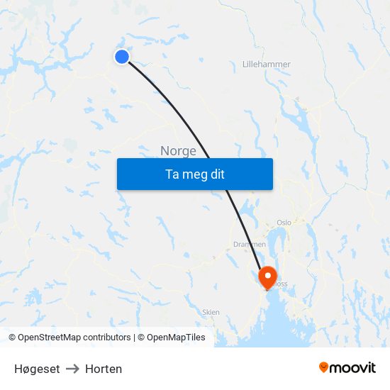 Høgeset to Horten map