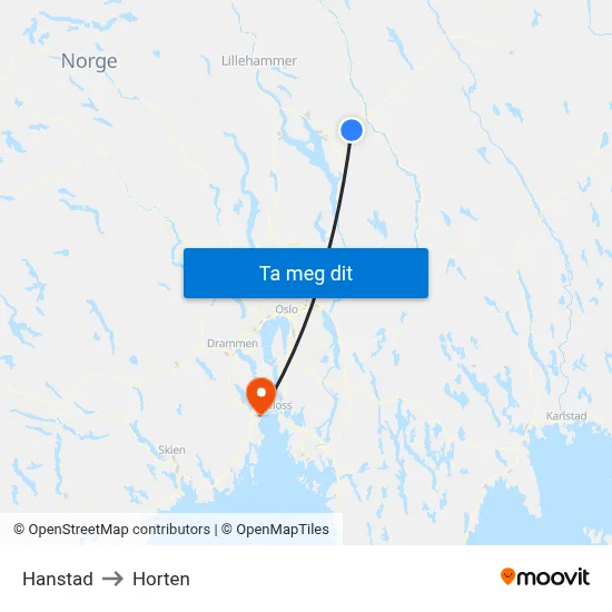Hanstad to Horten map