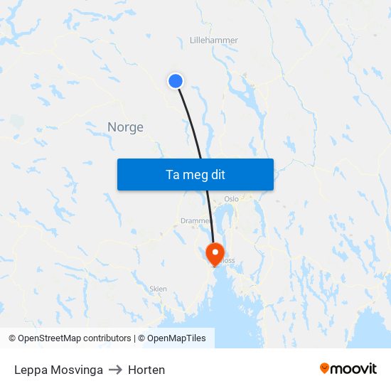 Leppa Mosvinga to Horten map
