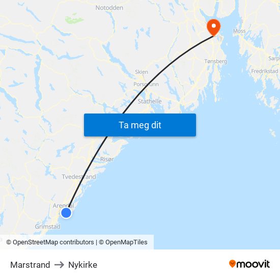 Marstrand to Nykirke map
