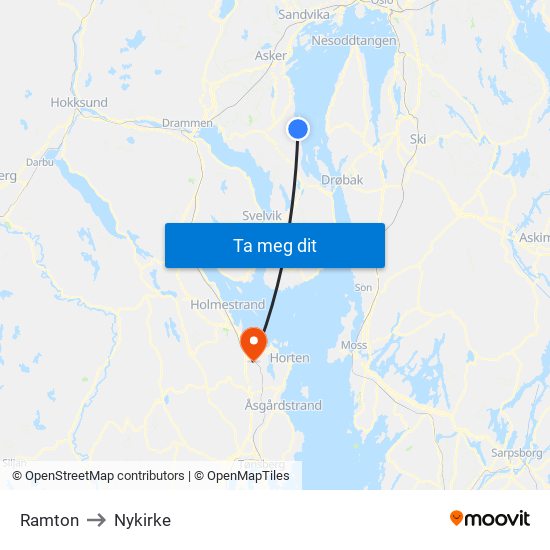 Ramton to Nykirke map