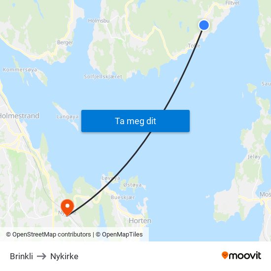 Brinkli to Nykirke map