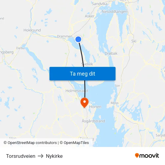Torsrudveien to Nykirke map