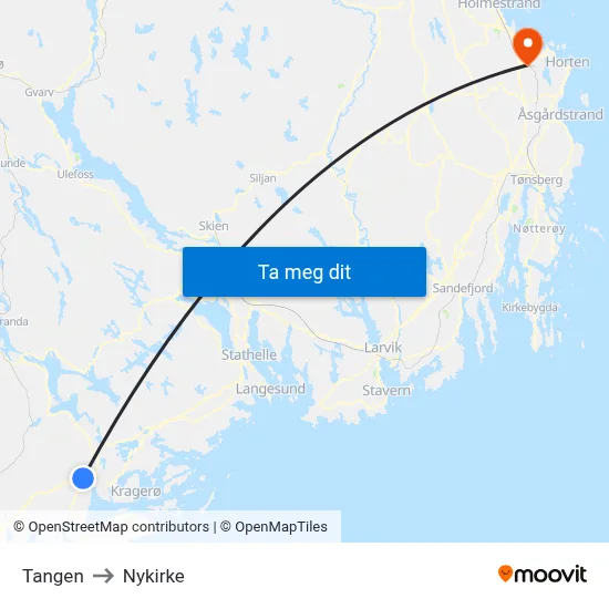 Tangen to Nykirke map