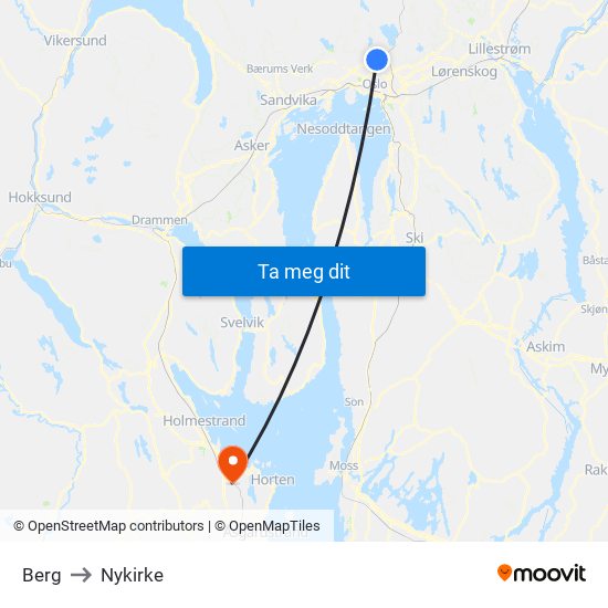 Berg to Nykirke map