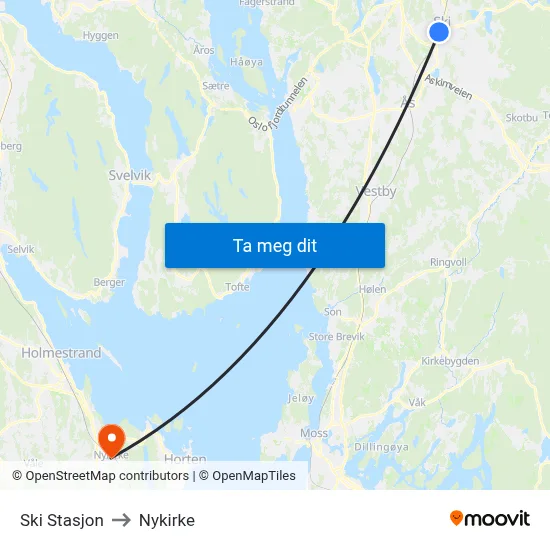 Ski Stasjon to Nykirke map