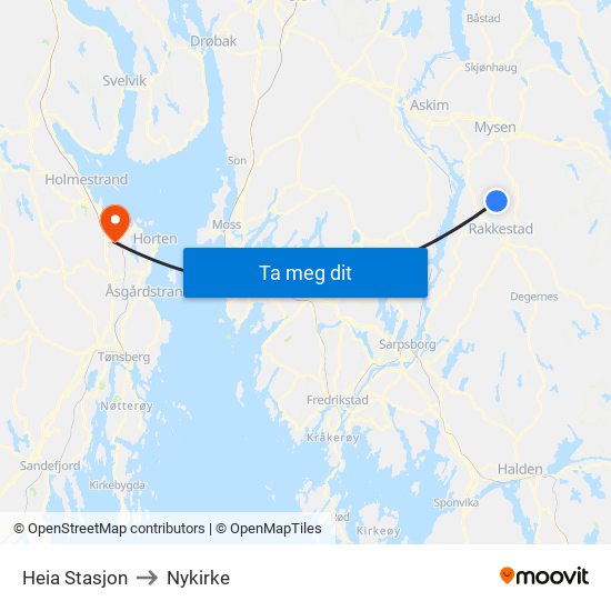 Heia Stasjon to Nykirke map