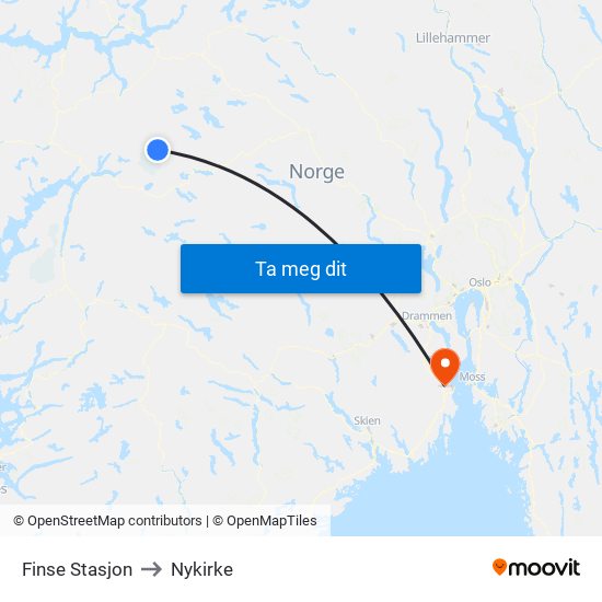 Finse Stasjon to Nykirke map