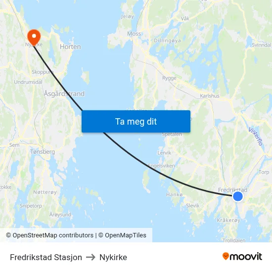 Fredrikstad Stasjon to Nykirke map