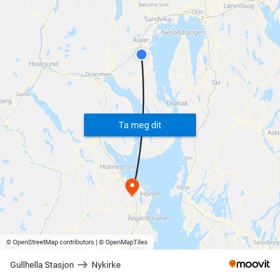 Gullhella Stasjon to Nykirke map