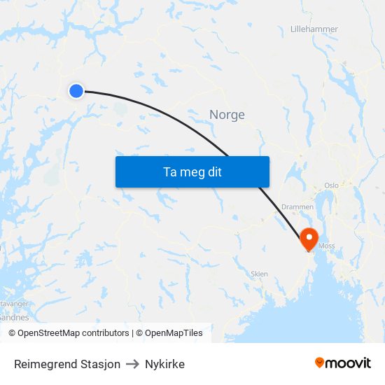 Reimegrend Stasjon to Nykirke map