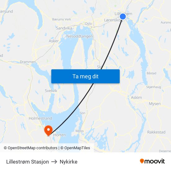 Lillestrøm Stasjon to Nykirke map