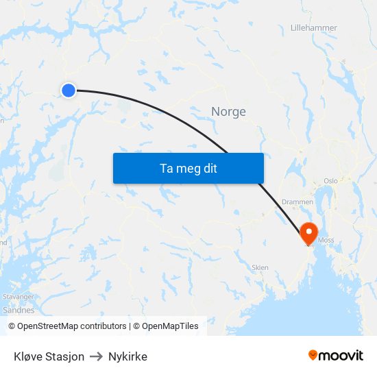 Kløve Stasjon to Nykirke map