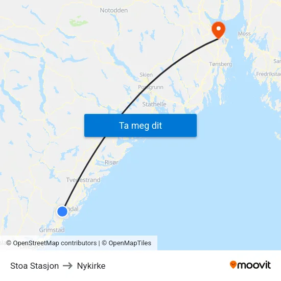 Stoa Stasjon to Nykirke map