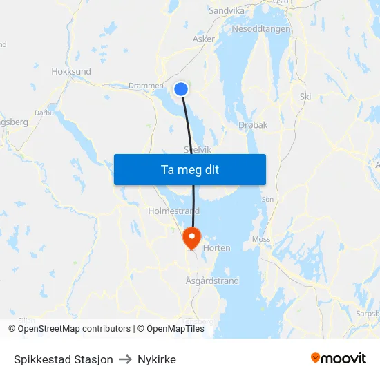 Spikkestad Stasjon to Nykirke map