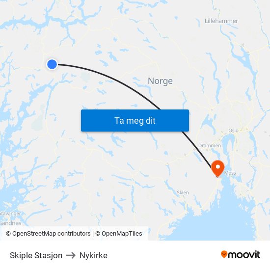 Skiple Stasjon to Nykirke map