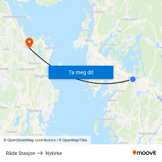 Råde Stasjon to Nykirke map