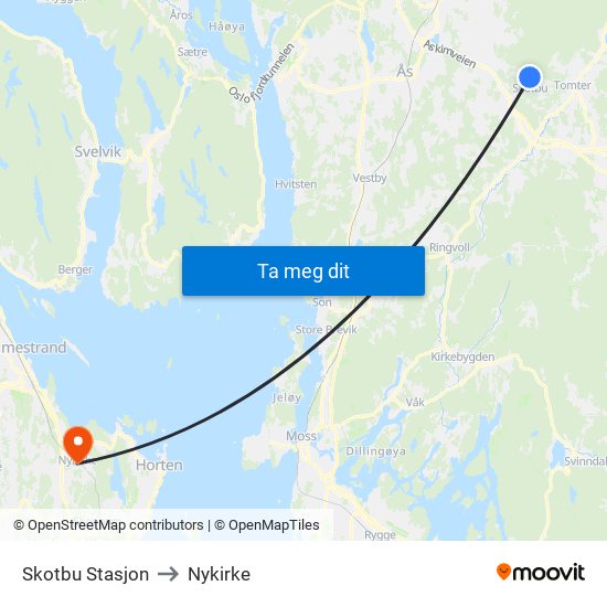 Skotbu Stasjon to Nykirke map