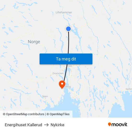 Energihuset Kallerud to Nykirke map