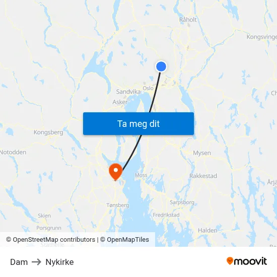 Dam to Nykirke map